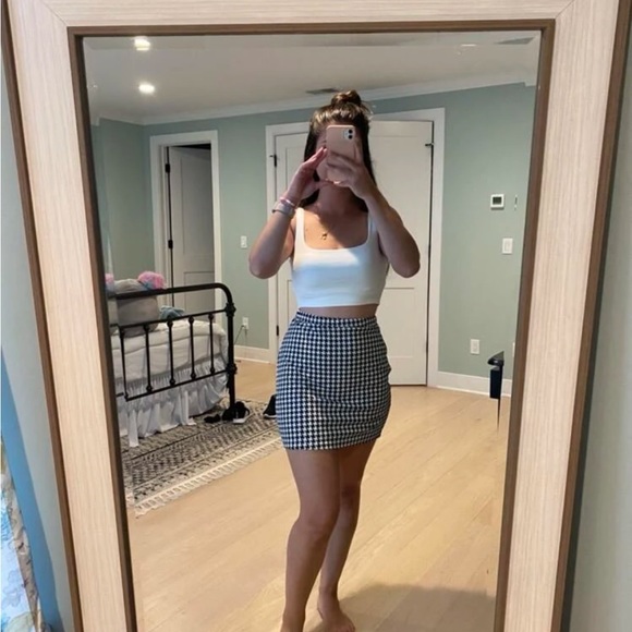 Sexy Houndstooth Print High Waist Skirt - Picture 8 of 10